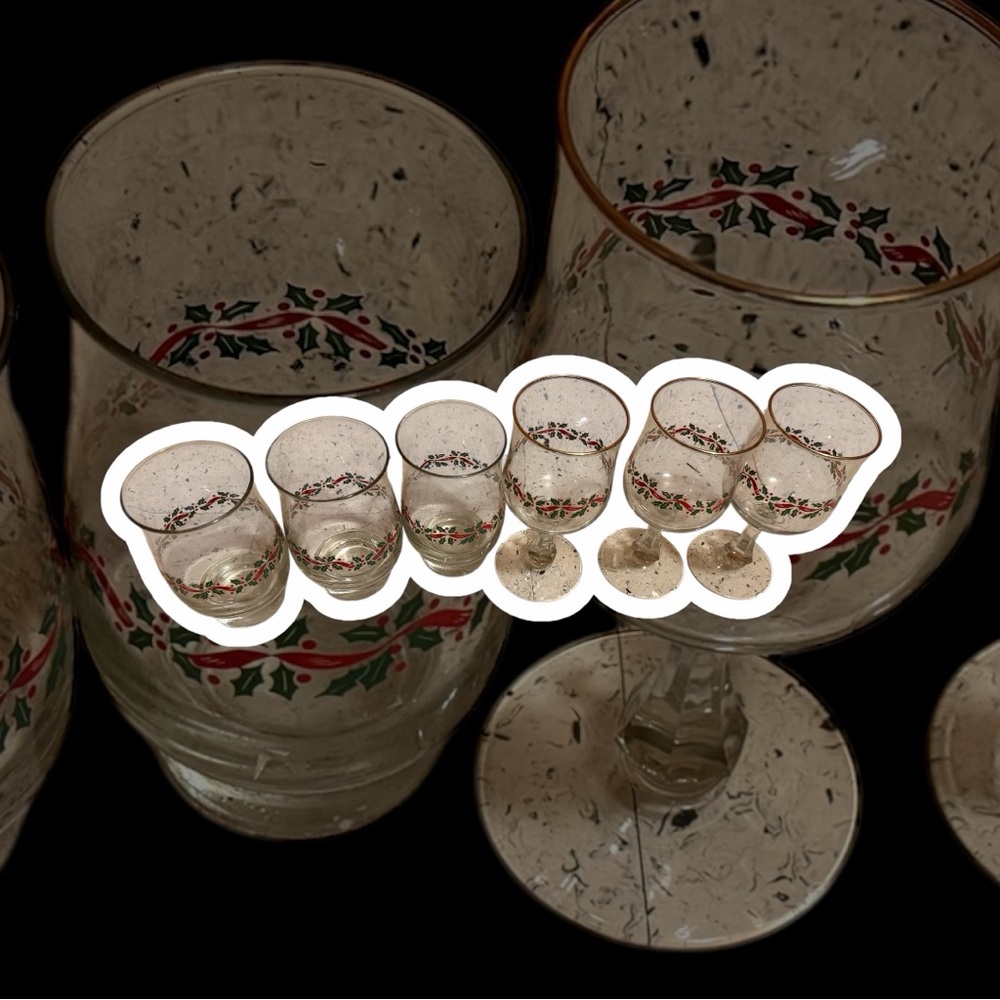 Set of vintage Christmas glasses